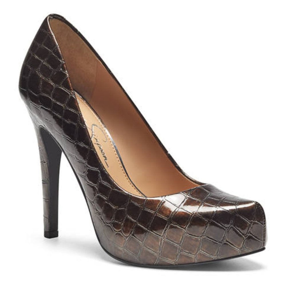 Jessica Simpson Parisah Platform Pumps Brown Croco